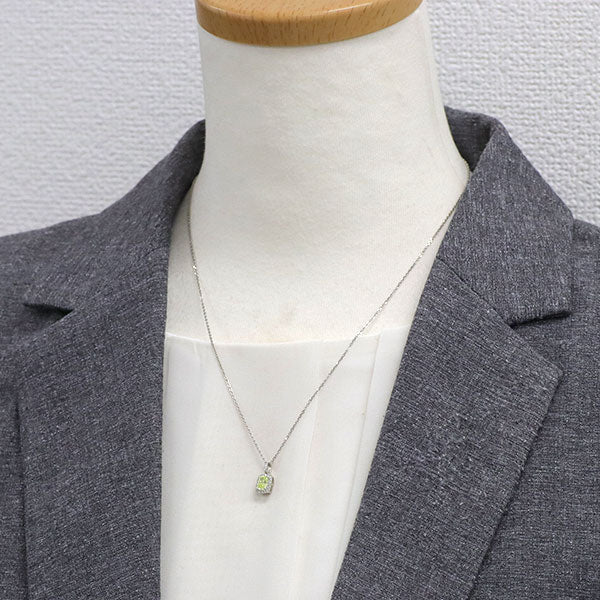 Pt950/ Pt850 天然シャルトリューズグリーンダイヤモンド ペンダントネックレス 0.503ct FIYG SI2 D0.09ct