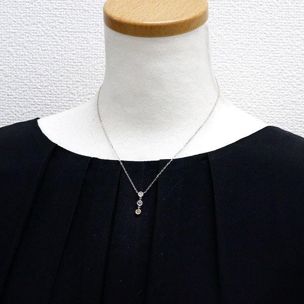 ミキモト K18WG 天然カラーダイヤモンド ペンダントネックレス 0.16ct