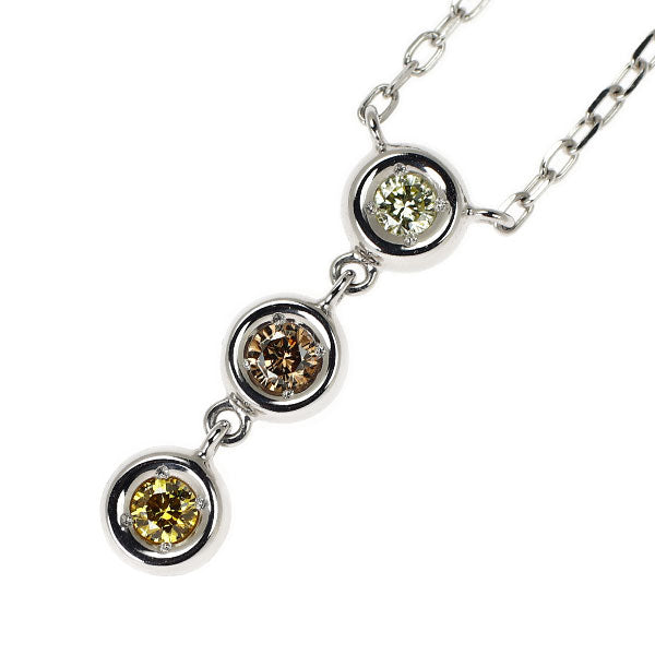 ミキモト K18WG 天然カラーダイヤモンド ペンダントネックレス 0.16ct
