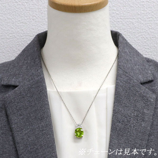 Pt900 ペリドット ダイヤモンド ペンダントトップ 7.34ct D0.24ct
