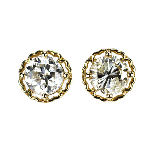 K18YG ダイヤモンド ピアス 2.036ct スタッド