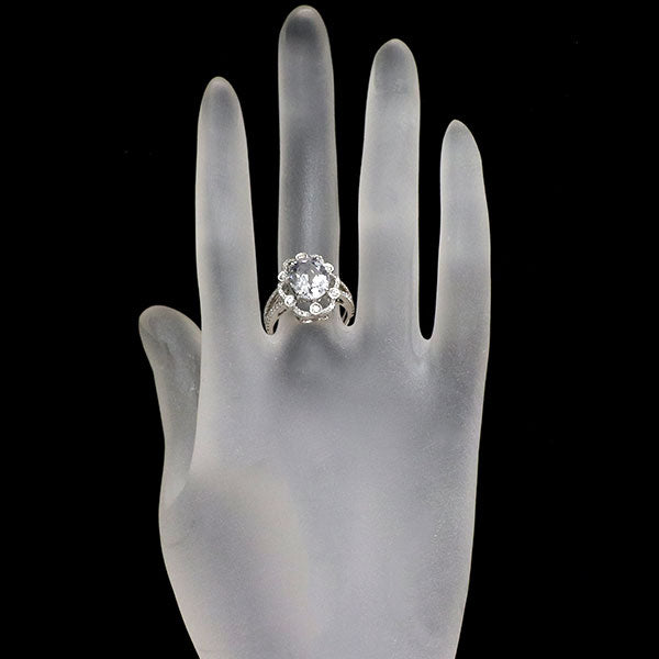K18WG ブルーベリル ダイヤモンド リング 2.82ct D0.46ct