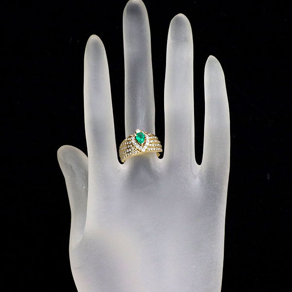 K18YG エメラルド ダイヤモンド リング 0.33ct D0.76ct