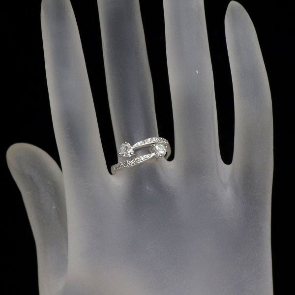 K18WG ハートシェイプ ダイヤモンド リング 0.65ct D0.10ct