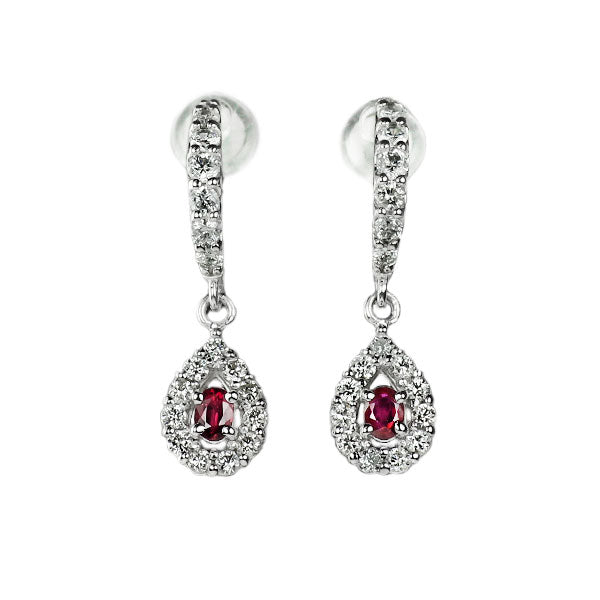 Pt950/ Pt900 ルビー ダイヤモンド ピアス 0.17ct D0.46ct