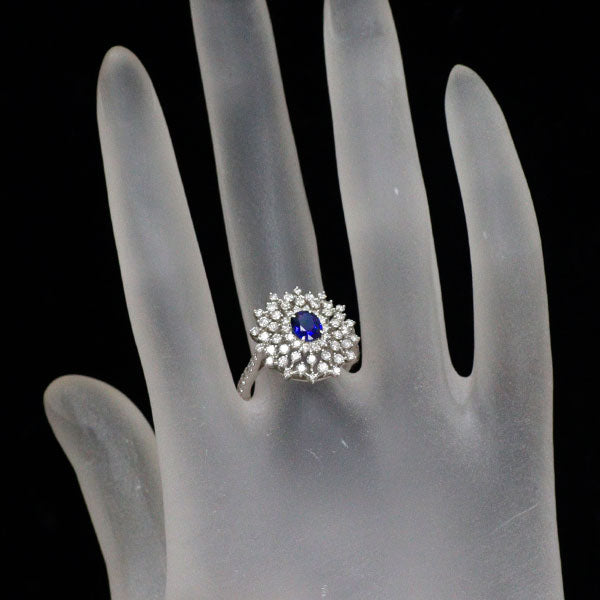 Pt950 サファイア ダイヤモンド リング 0.70ct D0.93ct