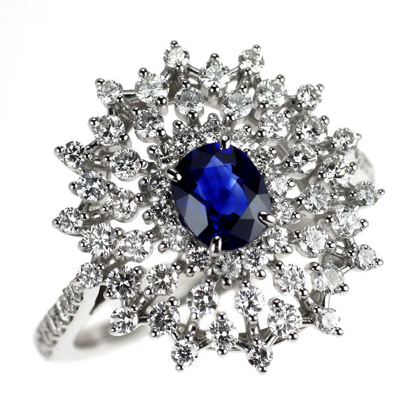Pt950 サファイア ダイヤモンド リング 0.70ct D0.93ct