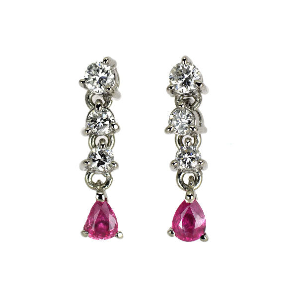 Pt900 ルビー ダイヤモンド ピアス 0.30ct D0.32ct