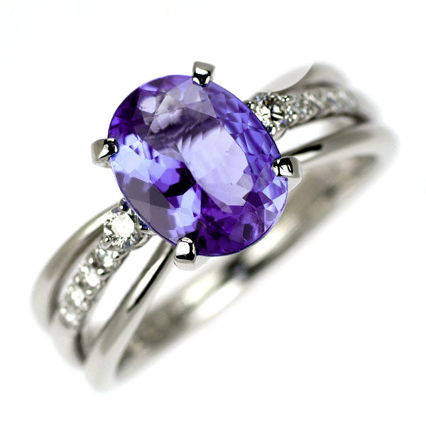 Pt900 タンザナイト ダイヤモンド リング 1.66ct D0.15ct