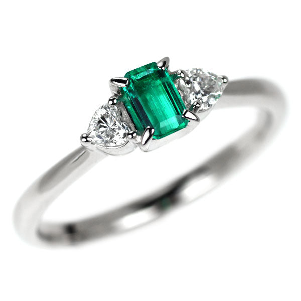 Pt900 エメラルド ダイヤモンド リング 0.25ct D0.21ct