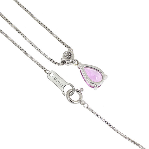 Pt850 ピンクインペリアル トパーズ ダイヤモンド ペンダントネックレス 1.14ct D0.167ct