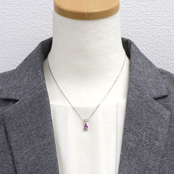 Pt850 ピンクインペリアル トパーズ ダイヤモンド ペンダントネックレス 1.14ct D0.167ct