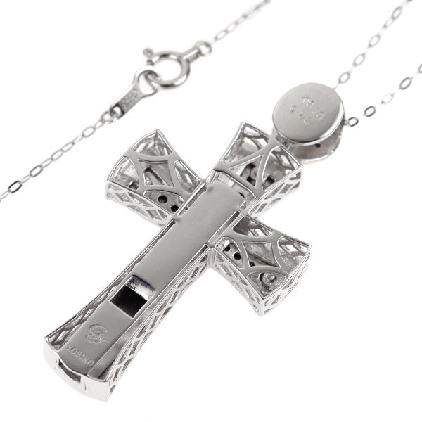 ゆきざき K18WG/ Pt850 ブラック ダイヤモンド ペンダントネックレス 0.75ct YOBIKO クロス