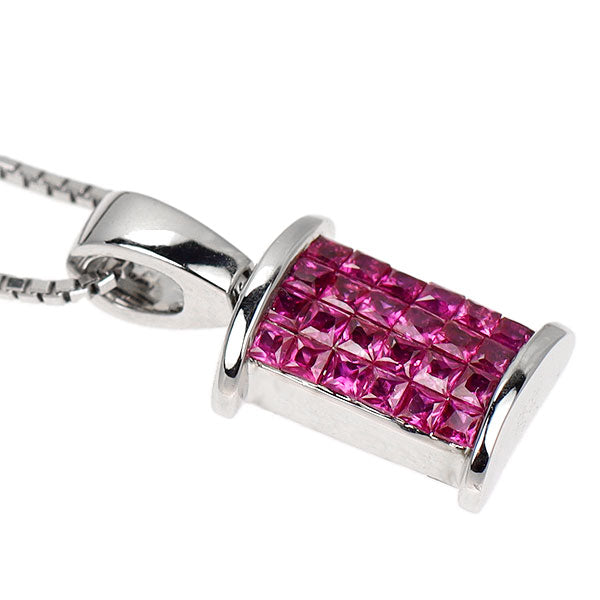 K18WG ルビー ダイヤモンド ペンダントネックレス 0.50ct D0.50ct リバーシブル ミステリーセッティング