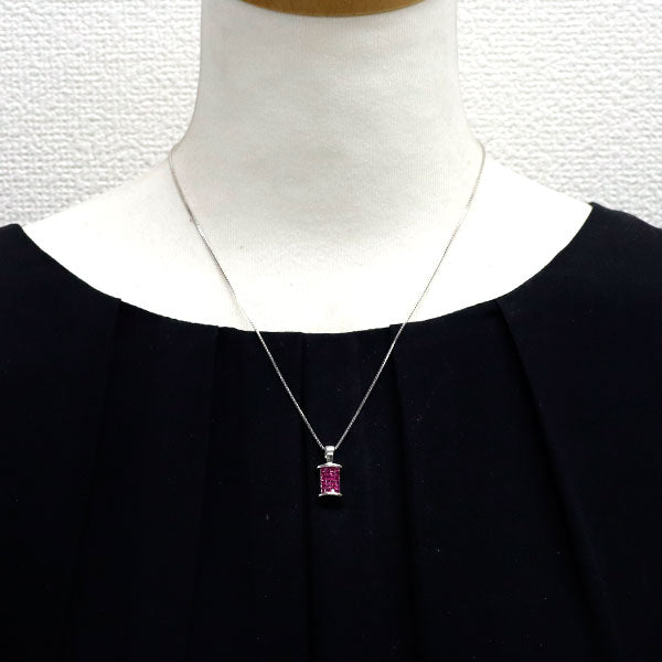 K18WG ルビー ダイヤモンド ペンダントネックレス 0.50ct D0.50ct リバーシブル ミステリーセッティング