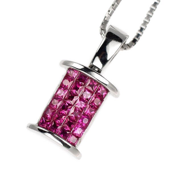 K18WG ルビー ダイヤモンド ペンダントネックレス 0.50ct D0.50ct リバーシブル ミステリーセッティング