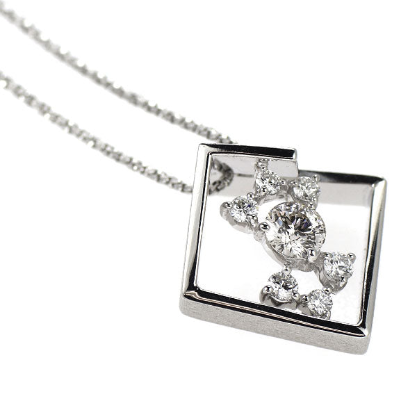 ラッセル K18WG 多面カット ダイヤモンド ペンダントネックレス 0.215ct D0.13ct