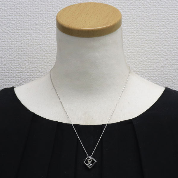 ラッセル K18WG 多面カット ダイヤモンド ペンダントネックレス 0.215ct D0.13ct