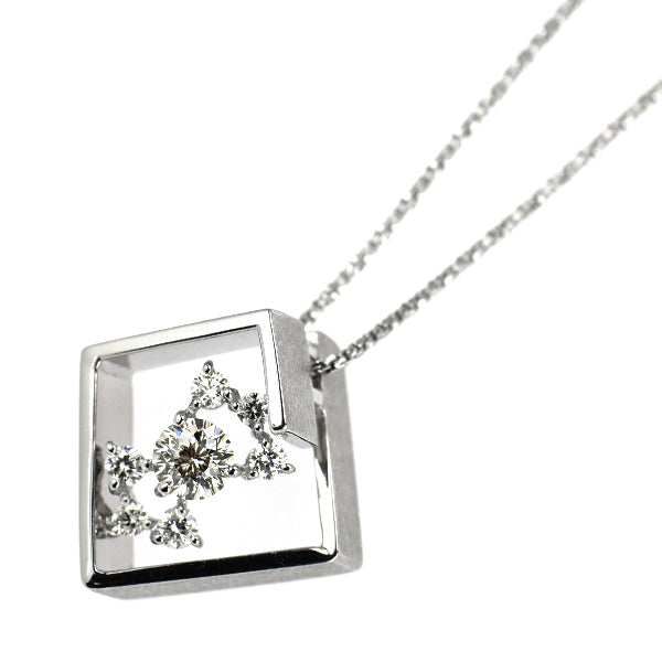 ラッセル K18WG 多面カット ダイヤモンド ペンダントネックレス 0.215ct D0.13ct