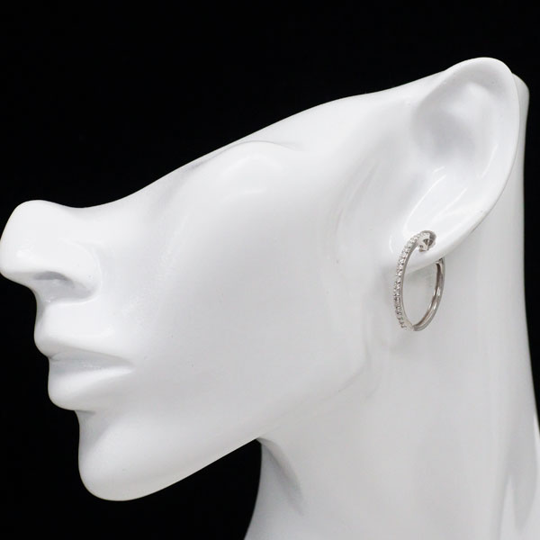 K14WG ダイヤモンド フープ ピアス 0.50ct
