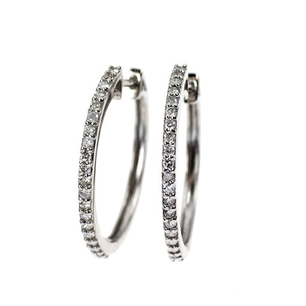 K14WG ダイヤモンド フープ ピアス 0.50ct