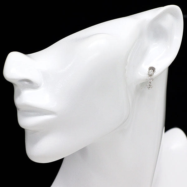 K14WG ダイヤモンド ピアス 1.00ct スリーストーン