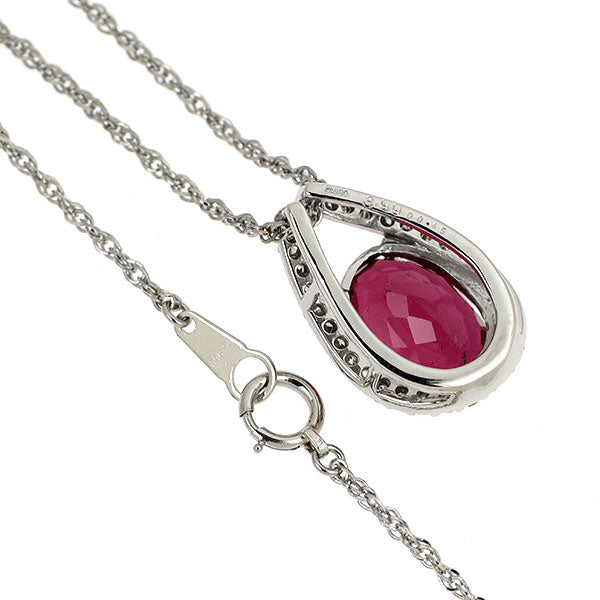 Pt900/ Pt850 ルベライト ダイヤモンド ペンダントネックレス 3.99ct D0.45ct