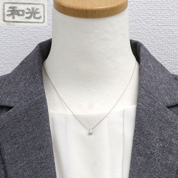 銀座和光 K18WG ペアーシェイプ ダイヤモンド ペンダントネックレス 0.20ct