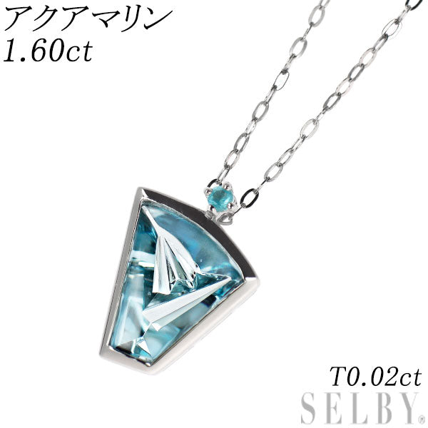 Pt950/ Pt850 アクアマリン パライバトルマリン ペンダントネックレス 1.60ct T0.02ct
