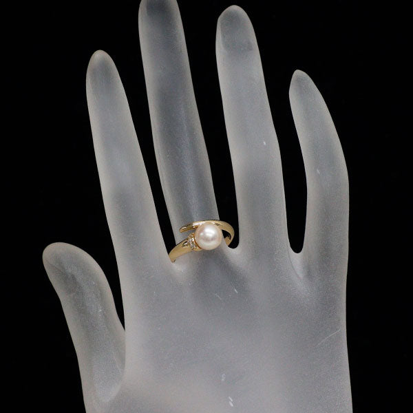 スタージュエリー K18YG アコヤ 真珠 ダイヤモンド リング 径約7.2mm D0.02ct