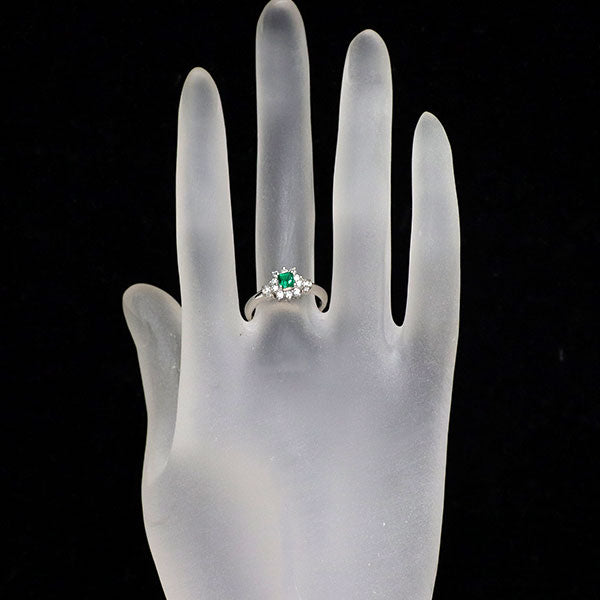 Pt900 エメラルド ダイヤモンド リング 0.25ct D0.25ct