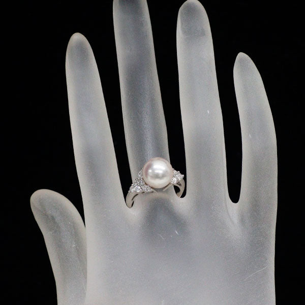 Pt900 アコヤ真珠 ダイヤモンド リング 径約10.0mm D0.54ct