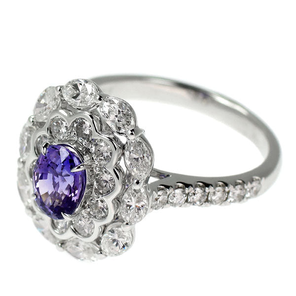 K18WG サファイア ダイヤモンド リング 1.13ct D1.61ct