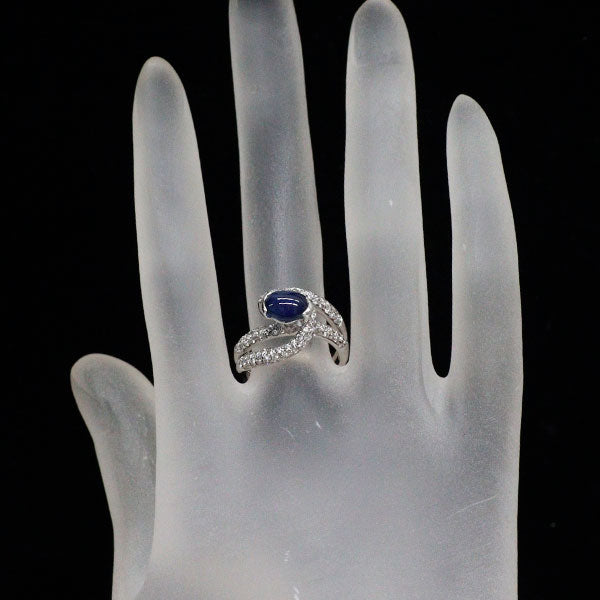 K18WG サファイア ダイヤモンド リング 1.36ct D0.74ct