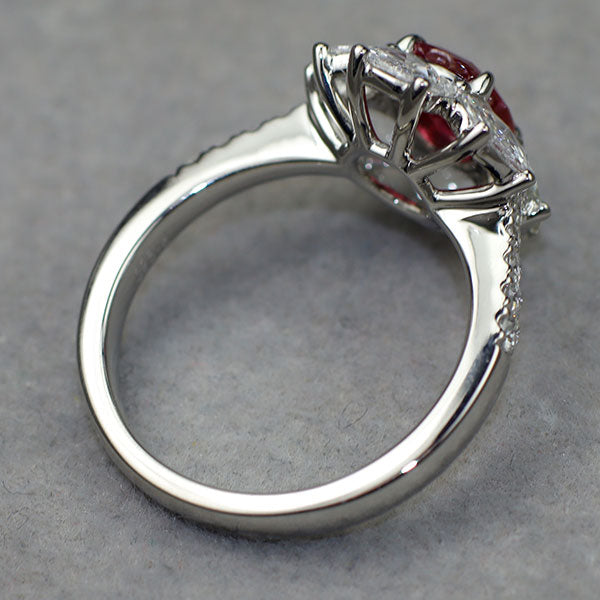Pt950 ルビー ローズカットダイヤモンド リング 1.115ct D1.01ct