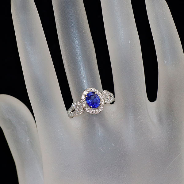 Pt900 サファイア ダイヤモンド リング 1.278ct D0.67ct