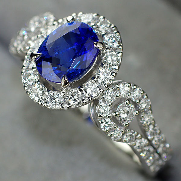 Pt900 サファイア ダイヤモンド リング 1.278ct D0.67ct