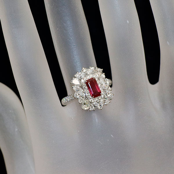 Pt950 ルビー ダイヤモンド リング 1.005ct D1.76ct