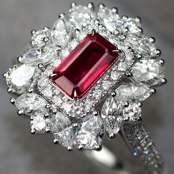 Pt950 ルビー ダイヤモンド リング 1.005ct D1.76ct
