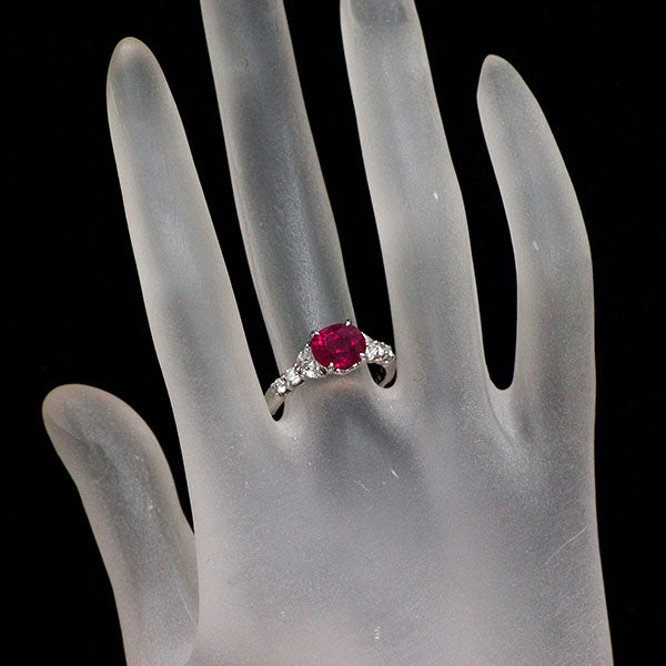 Pt900 ビルマ産 マイナー ルビー ダイヤモンド リング 2.38ct D0.78ct