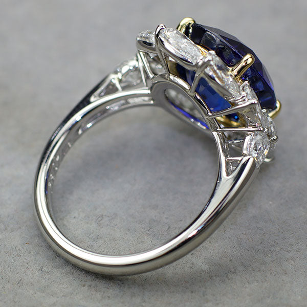 Pt950/ K18YG スリランカ産 ロイヤルブルー サファイア ダイヤモンド リング 7.95ct D3.07ct
