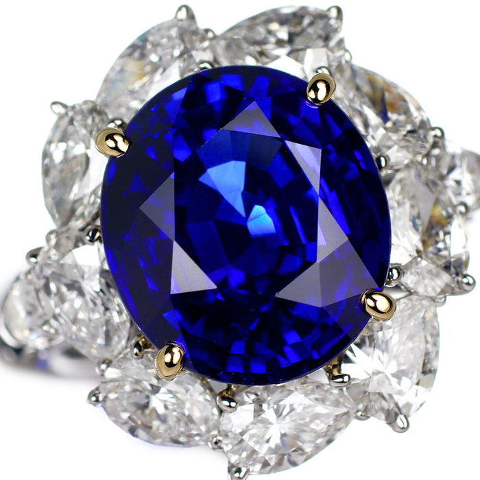 Pt950/ K18YG スリランカ産 ロイヤルブルー サファイア ダイヤモンド リング 7.95ct D3.07ct