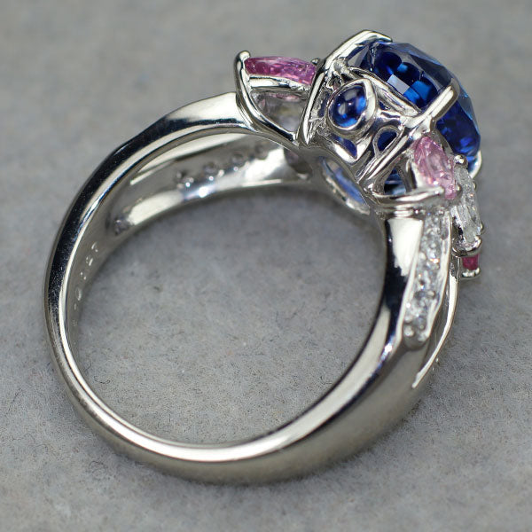Pt900 マダガスカル産サファイア ピンクサファイア ダイヤモンド リング 4.51ct PS1.22 D0.35ct D0.27ct