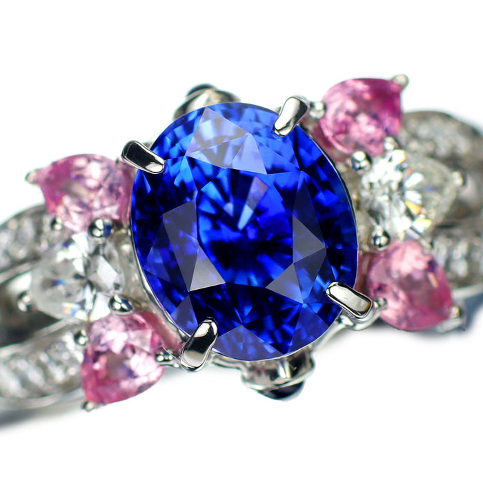 Pt900 マダガスカル産サファイア ピンクサファイア ダイヤモンド リング 4.51ct PS1.22 D0.35ct D0.27ct