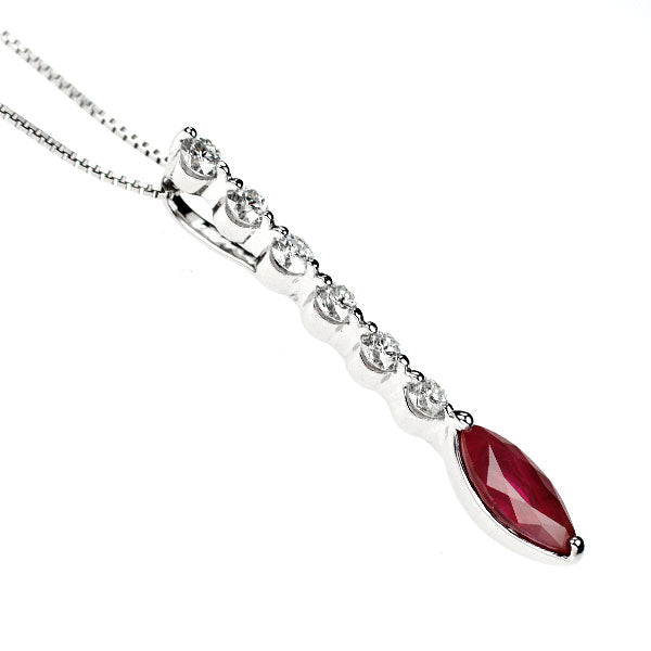 Pt900/ Pt850 ビルマ産ルビー ダイヤモンド ペンダントネックレス 1.28ct D0.50ct