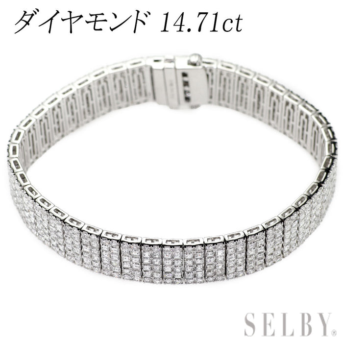 K18WG ダイヤモンド ブレスレット 14.71ct