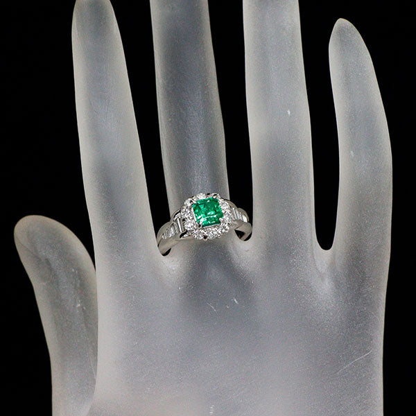 Pt900 エメラルド ダイヤモンド リング 1.06ct D0.73ct