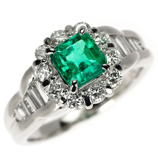 Pt900 エメラルド ダイヤモンド リング 1.06ct D0.73ct