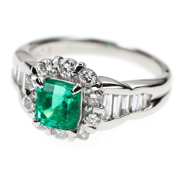 Pt900 エメラルド ダイヤモンド リング 1.06ct D0.73ct