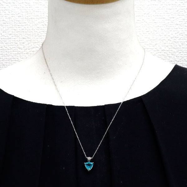 Pt900/ Pt850 アパタイト ダイヤモンド ペンダントネックレス 2.14ct D0.02ct